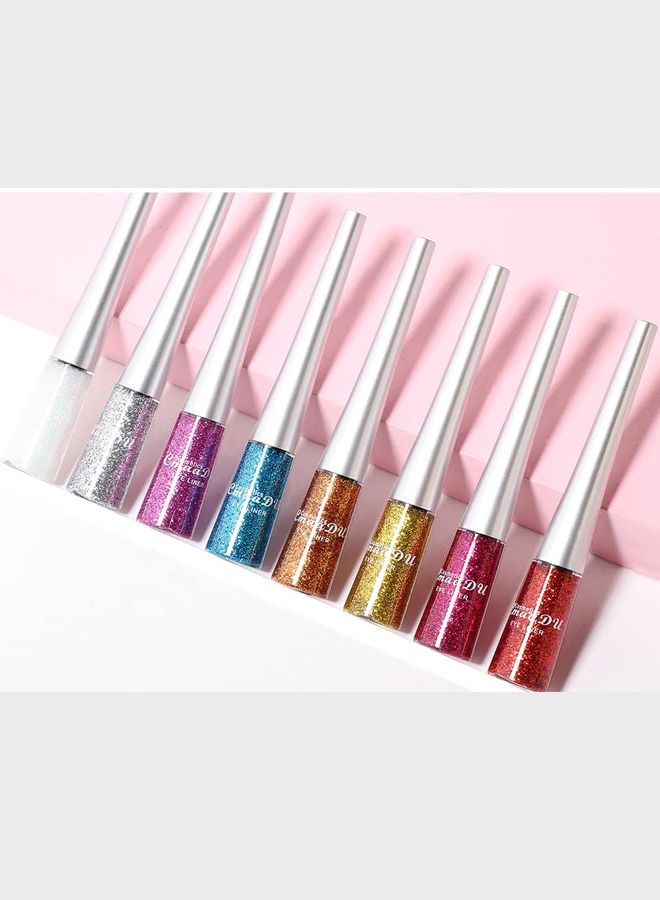 CmaaDu 16 Colors Liquid Glitter Eyeliner, Metallic Shimmer Glitter Eyeshadow, Eyebrown Shimmer Long Lasting Waterproof Face Lips Art for Party Festival Makeup - Image 4