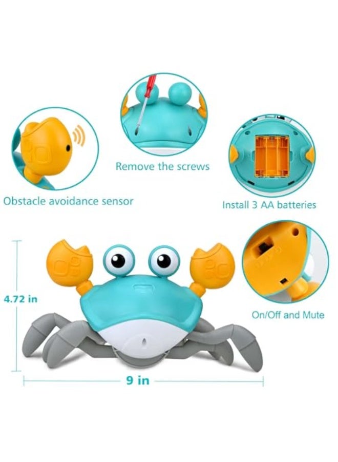 Crawling Crab Toy, Walking Moving Dancing for Age 3-5 6-9, Baby Infant Toddlers Kids Tummy Time, Sensory Interactive Learning Crawl (Green) - Image 4