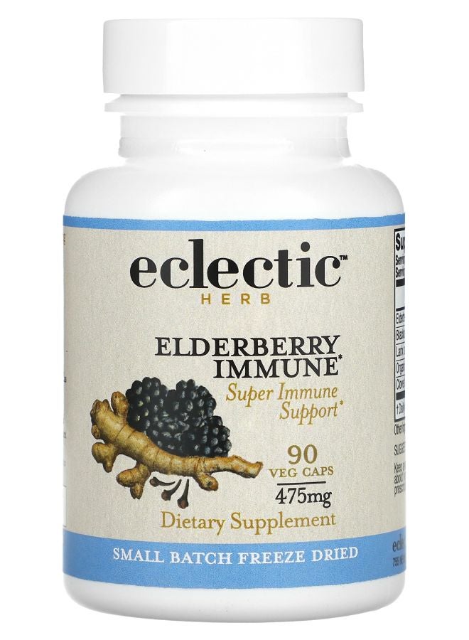 Eclectic Freeze Dried Elderberry Immune 475 mg 90 Veg Caps (237 mg per Capsule)
