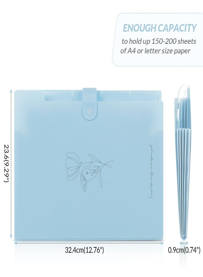 SKYDUE Expanding File Organizer with 5 Pockets, Accordion File Folders with Labels, Portable Document Paper Bill Receipt Organizer, Home College School Office Supplies, Letter Size,Babyblue - Image 3