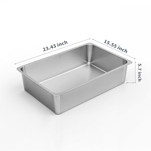 Kirecoo Stainless Steel Cat Litter Box XL- Metal High Sided Cat Pan, Large Stainless Steel Box, Indoor Litter Tray, Non Stick, No Smell, Easy to Clean, Pet Toilet Supplies for Kitten, Kitty, Rabbit - Image 2