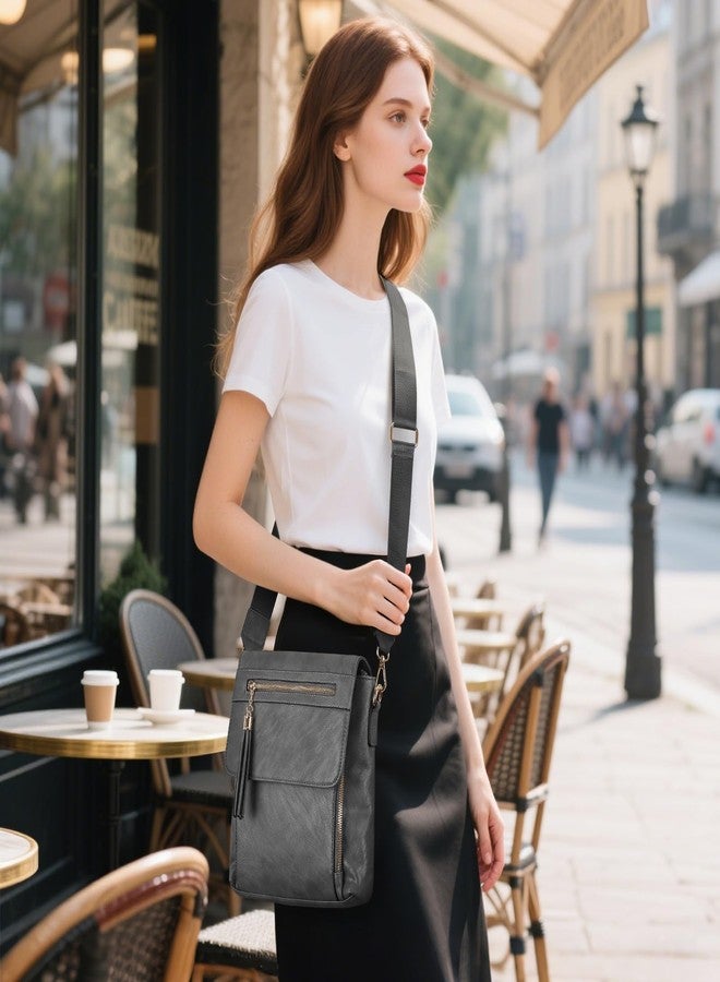 UBAYMAX Leather Purses for Women, Vegan Crossbody Bags for Women Hobo Bag Purses Shoulder Handbags With Wide Shoulder Strap (Dark Gray) - Image 2