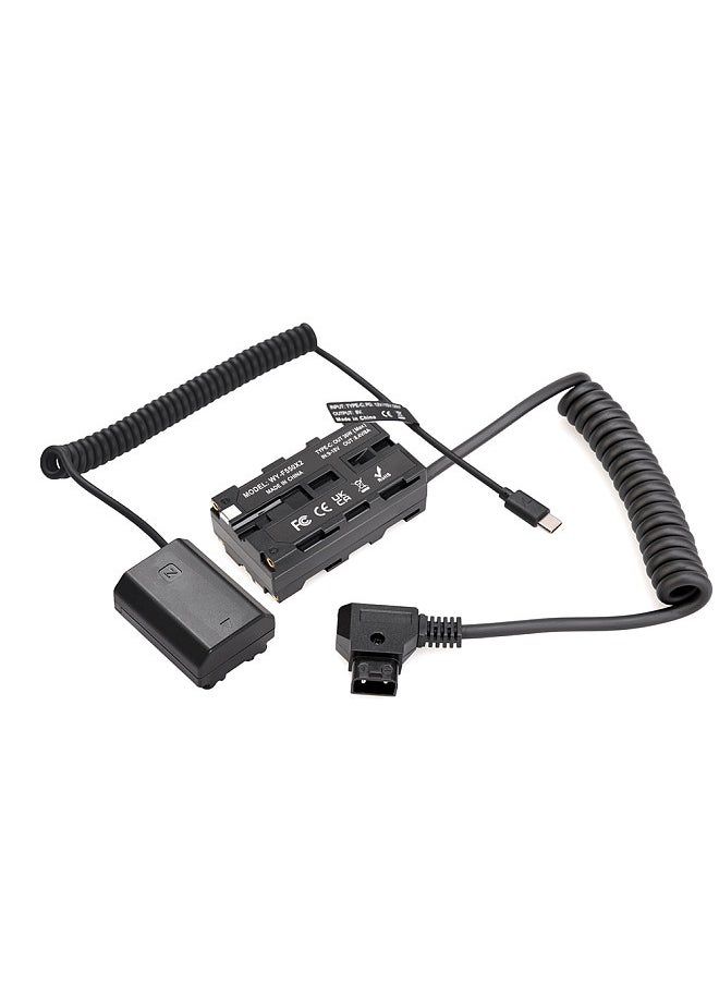 Generic D-Tap to Dual-sided NP-F Dummy Battery + Type-C to NP-FZ100 Dummy Battery Coiled Cable DC Coupler Accessory  - Image 1