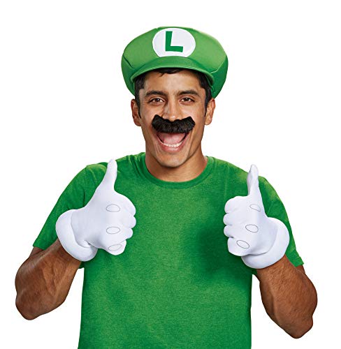 Disguise Men's Nintendo Super Mario Bros.Luigi Adult Costume Accessory Kit, Green/White/Brown, One Size - Image 2