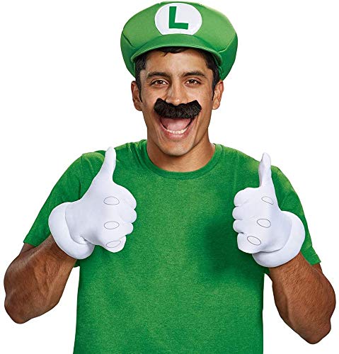 Disguise Men's Nintendo Super Mario Bros.Luigi Adult Costume Accessory Kit, Green/White/Brown, One Size - Image 3