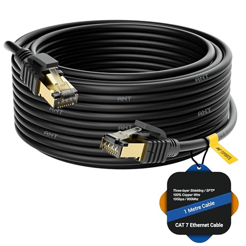 Ant Esports AEC7101 Gold Plated Cat7 Ethernet Cable High Speed 10Gbps 600MHz Ethernet Cord LAN Cable with RJ45, Weatherproof Internet Network Patch Cord for Gaming, PS, Xbox, Modem, Router 1M Black - Image 4