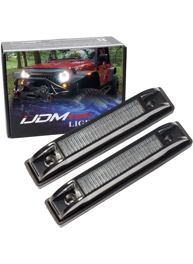 iJDMTOY iJDMTOY Smoked 6-LED Amber LED Fender Flare Side Marker Lamps Compatible With Jeep Wrangler  - Image 1