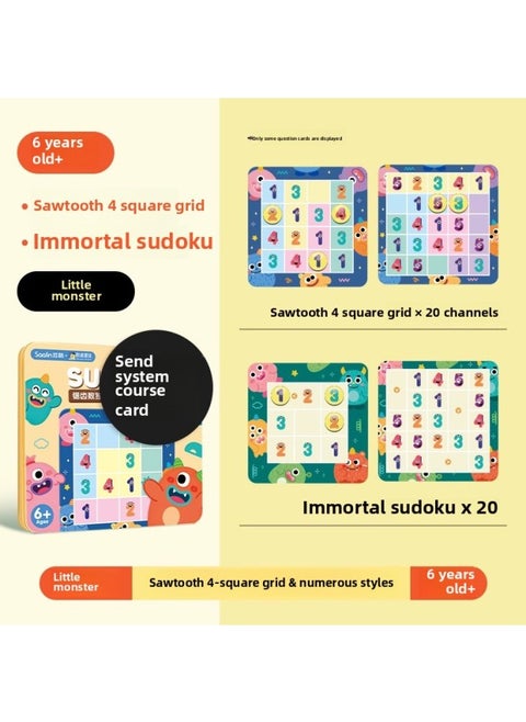SAALIN Shalin Children's Magnetic Iron Box Advanced Sudoku Logic Thinking Game Fun Educational Toys-Color:(level 3) Sawtooth Sudoku & Inequality Sudoku - Green Monster Sl3286