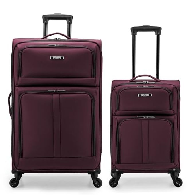 U.S. Traveler Anzio Softside Expandable Spinner Luggage, Burgundy, 2-Piece Set (22/30) - Image 1