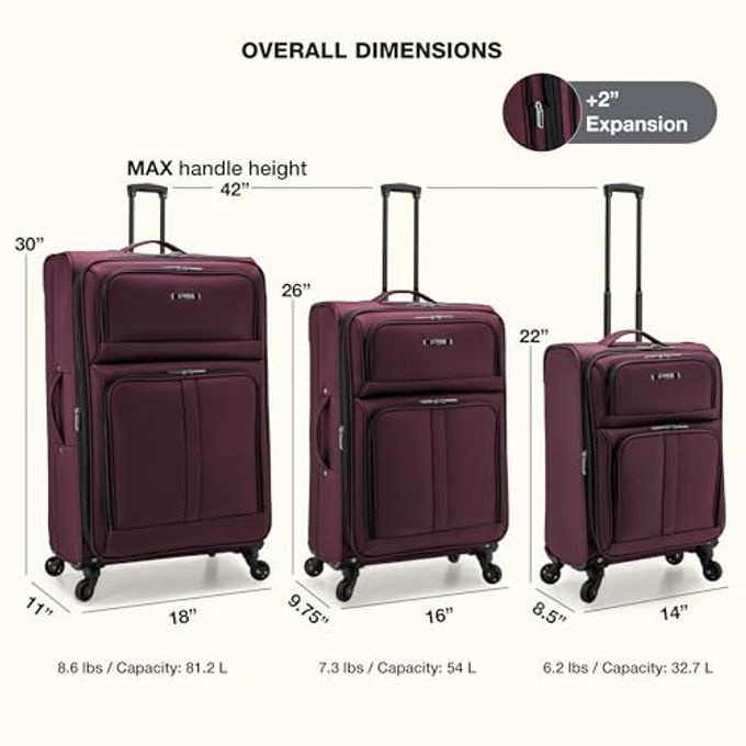 U.S. Traveler Anzio Softside Expandable Spinner Luggage, Burgundy, 2-Piece Set (22/30) - Image 5