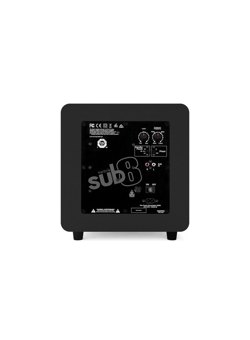 Kanto Audio SUB8 300W 8" Sealed Powered Subwoofer, Matte Black - Image 2