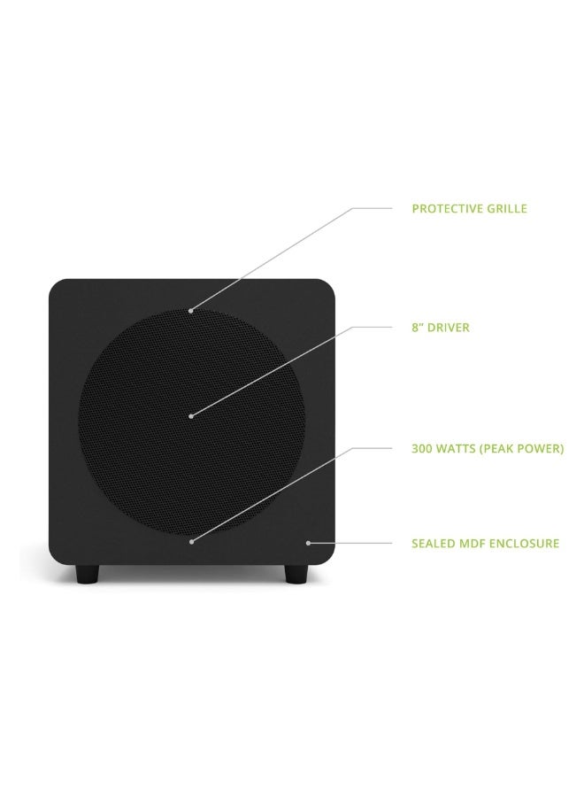 Kanto Audio SUB8 300W 8" Sealed Powered Subwoofer, Matte Black - Image 3