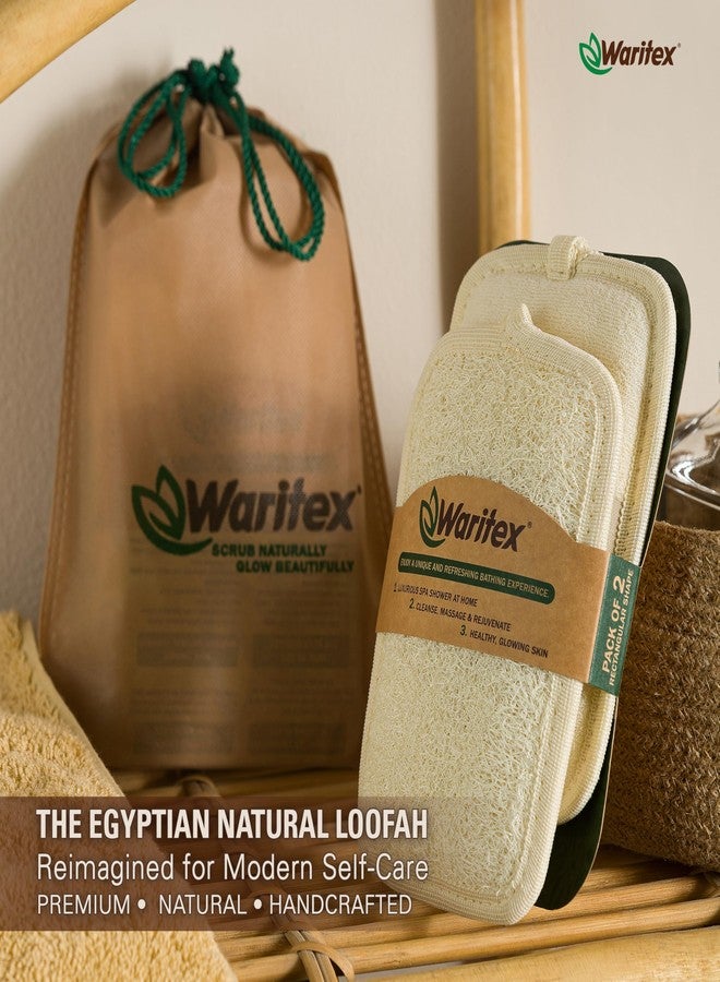 Waritex Egyptian Loofah Rectangular Body Scrubbers with Hand Strap, Exfoliating Bath Pads Made from Natural Egyptian Loofah Fibers, Gentle Deep Cleansing for Men and Women in Shower 2 Count (1 Pack) - Image 4