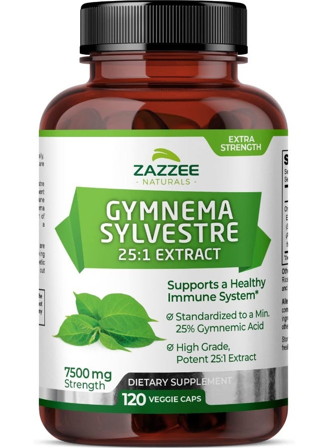 Zazzee Organic Gymnema Sylvestre 25:1 Extract, 7500 Mg Strength, 25% Gymnemic Acid, 120 Vegan Capsules, 4 Month Supply, Standardized And Concentrated 25X Extract, All-Natural And Non-Gmo - Image 1