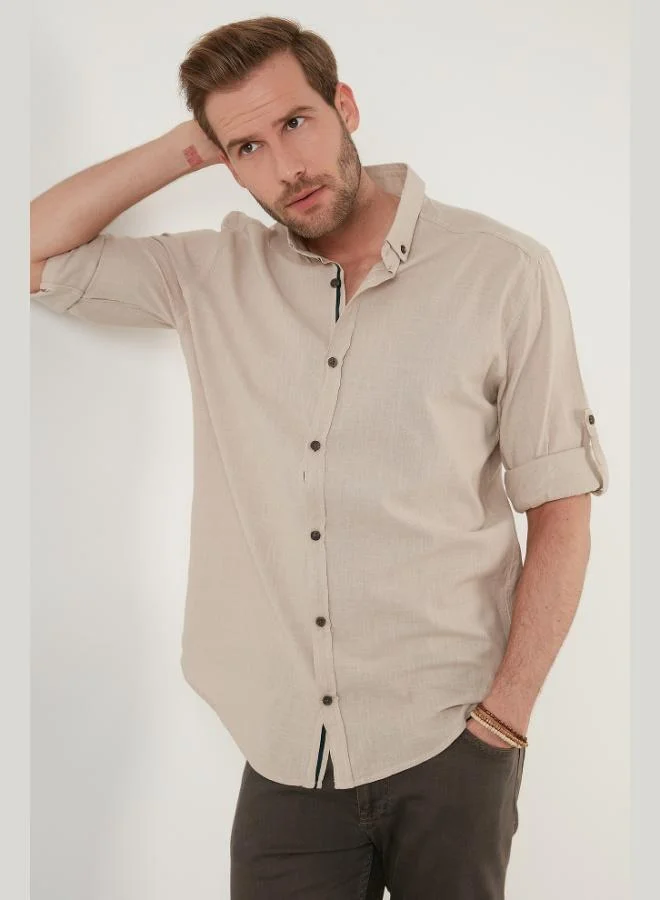 Buratti  Buratti Cotton Regular Fit Button-Down Collar Shirt Men's SHIRT CF20S111871 for Men | Best Price UAE