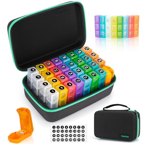 Yewltvep Monthly Pill Organizer 3X a Day with 7-Day Travel Medicine Organizing Bag, Medicine Pill Box with 32 Daily Compartments, 31 Day Pill Holder 30 Day Pill Case for Vitamin, Supplement and Medication - Image 1