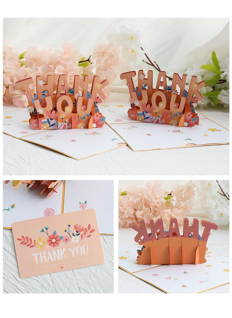 LKTOCAFT - Thank You Design 3D Pop-Up Card, Greeting Card for Ramadan, Eid, Mother's Day, Birthday, Wedding,  Gift, Sturdy and Solid Cardstock Gift Card with Envelope and Thank You Card - Image 1