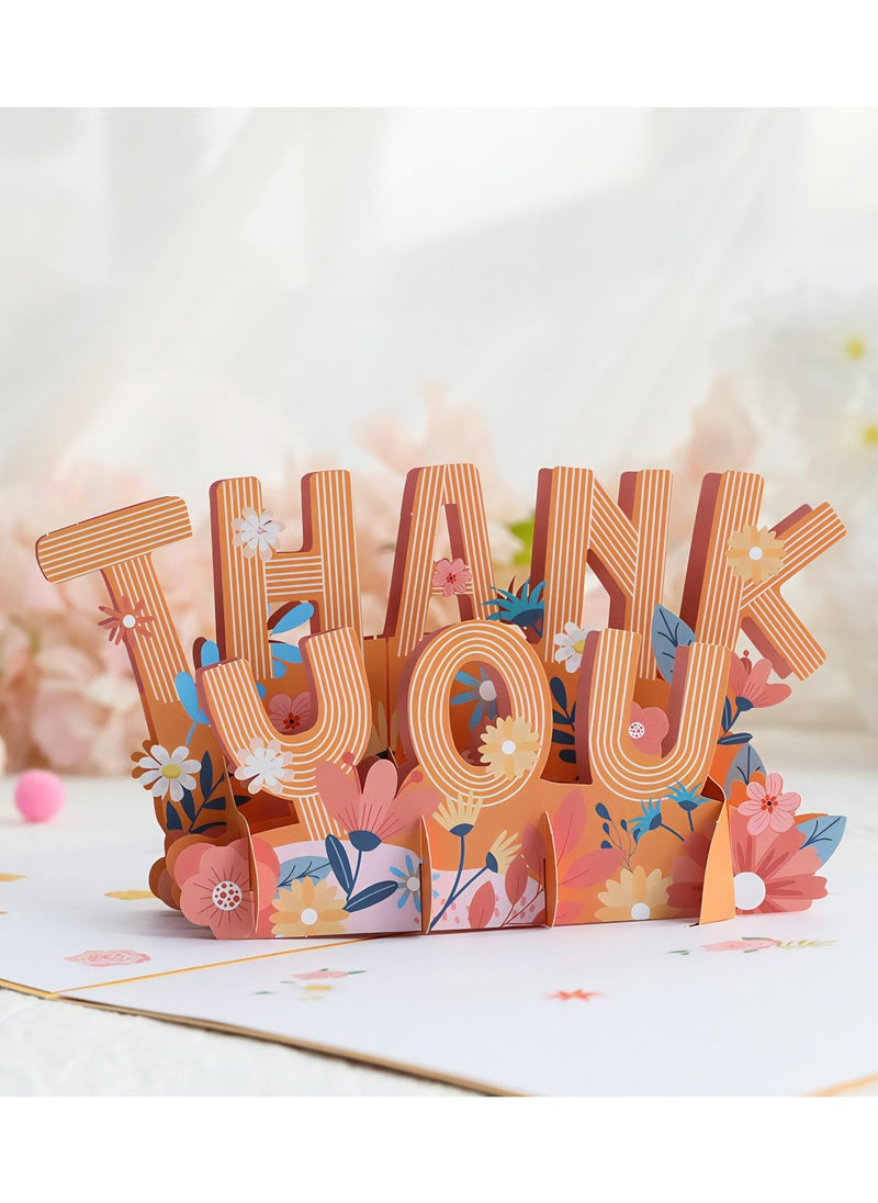 LKTOCAFT - Thank You Design 3D Pop-Up Card, Greeting Card for Ramadan, Eid, Mother's Day, Birthday, Wedding,  Gift, Sturdy and Solid Cardstock Gift Card with Envelope and Thank You Card - Image 1