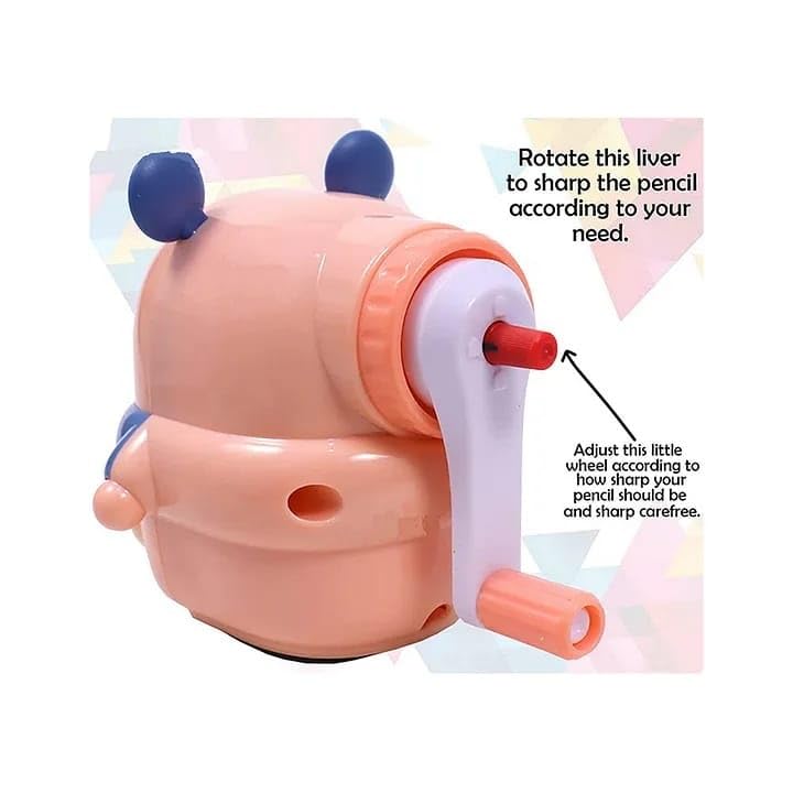 TEMSON Sharpener for Kids – Teddy Pencil Sharpener, Table Sharpener Machine, Birthday Return Gift, Sharpeners for School Supply (8530) (Pink) - Image 2