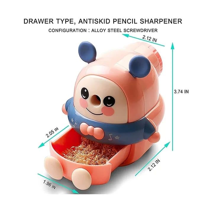 TEMSON Sharpener for Kids – Teddy Pencil Sharpener, Table Sharpener Machine, Birthday Return Gift, Sharpeners for School Supply (8530) (Pink) - Image 5