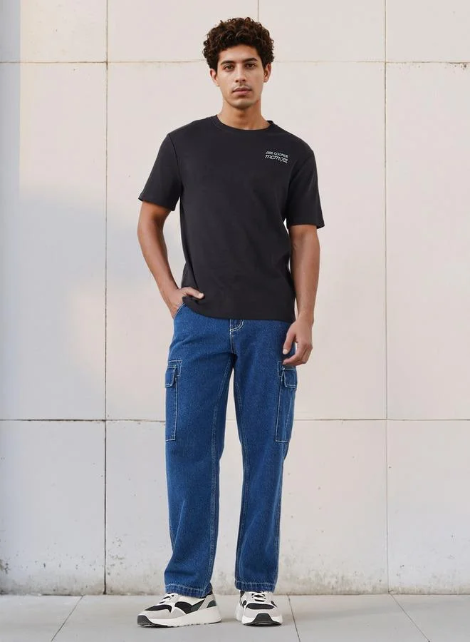 Lee Cooper  Lee Cooper Men Regular Fit Crew Neck Short Sleeves Logo Print T-shirt for Men | Best Price UAE