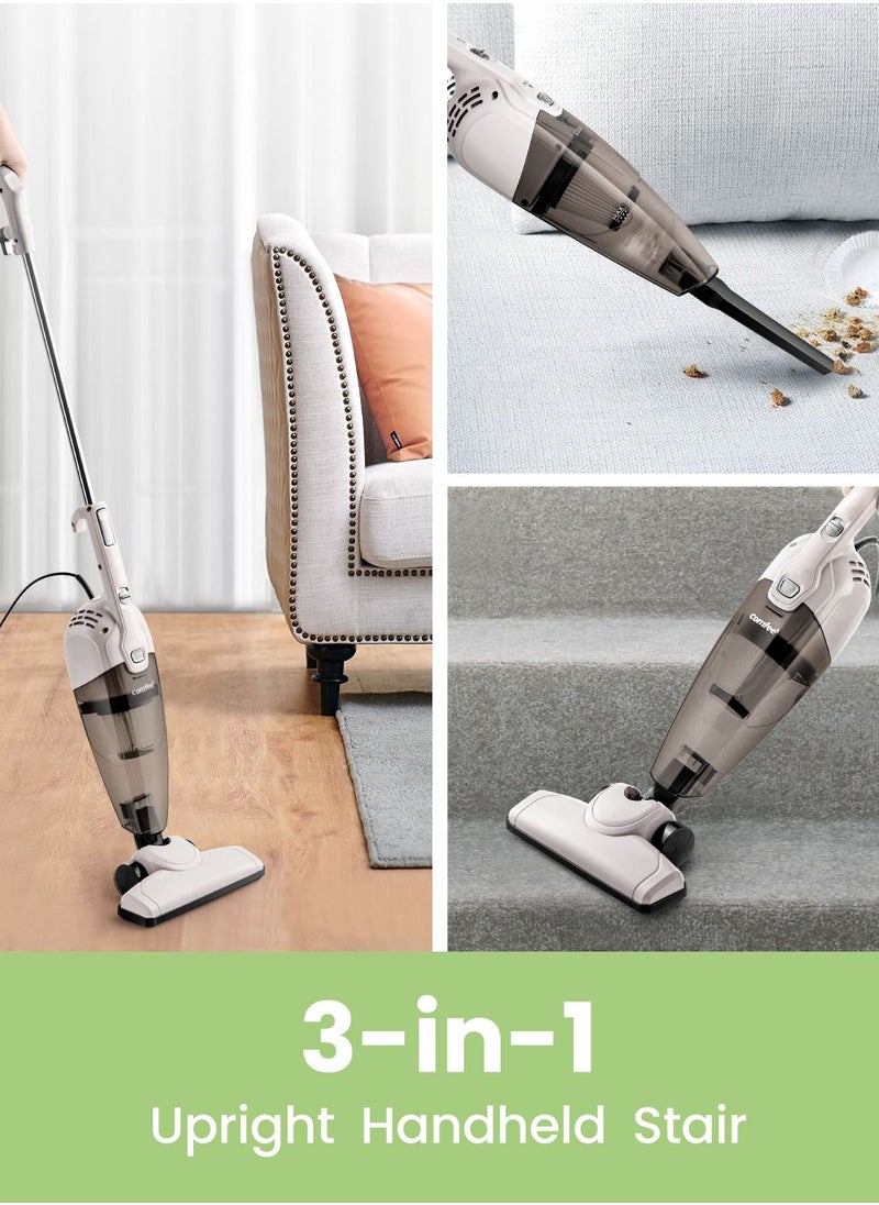 Comfee' - Handheld Vacuum Cleaner 2 in 1 Corded Stick Cleaner 5M Long Cord Lightweight Powerful 600W 16000Pa Suction 0.5L Large Capacity Central Filtration System for Car Home Kitchen Hair- White - Image 1