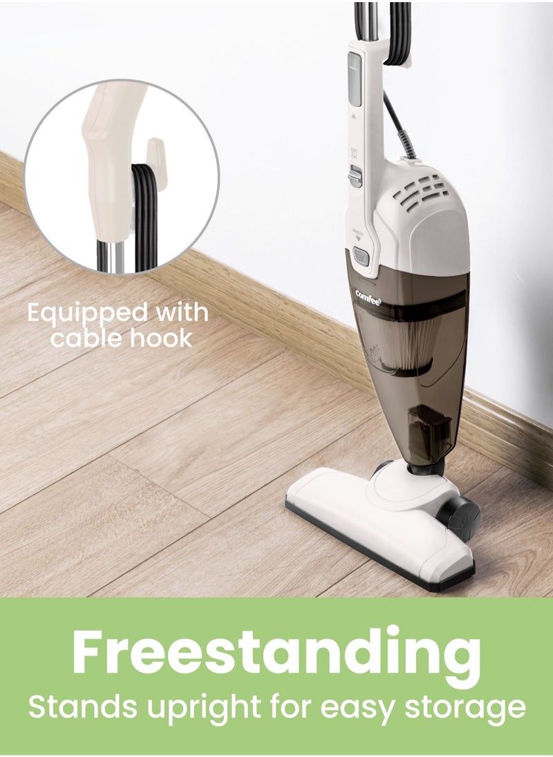 Comfee' - Handheld Vacuum Cleaner 2 in 1 Corded Stick Cleaner 5M Long Cord Lightweight Powerful 600W 16000Pa Suction 0.5L Large Capacity Central Filtration System for Car Home Kitchen Hair- White - Image 1