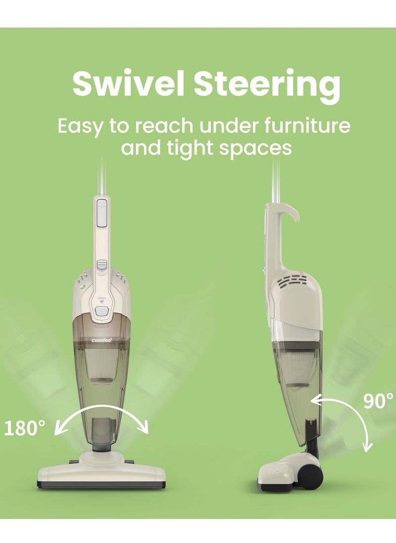 Comfee' - Handheld Vacuum Cleaner 2 in 1 Corded Stick Cleaner 5M Long Cord Lightweight Powerful 600W 16000Pa Suction 0.5L Large Capacity Central Filtration System for Car Home Kitchen Hair- White - Image 1