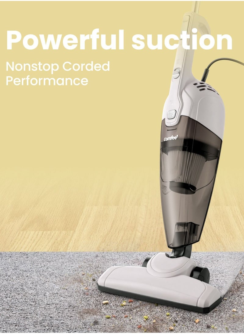 Comfee' - Handheld Vacuum Cleaner 2 in 1 Corded Stick Cleaner 5M Long Cord Lightweight Powerful 600W 16000Pa Suction 0.5L Large Capacity Central Filtration System for Car Home Kitchen Hair- White - Image 1