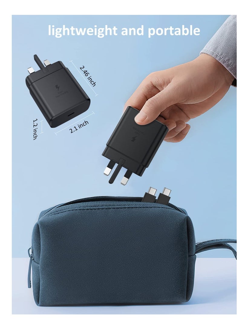 45W Super Fast Charger for Samsung, USB C Plug for Galaxy S24 Ultra/S24/S23+/S23/S22 Ultra/S21/S20/Note20/A55/A54/A53/A16/A15/A14/A13/A12/Z Flip 6/5/4/3 /Z Fold 6/5/4/3 and Tab S10 Ultra/S10+/S10/S9