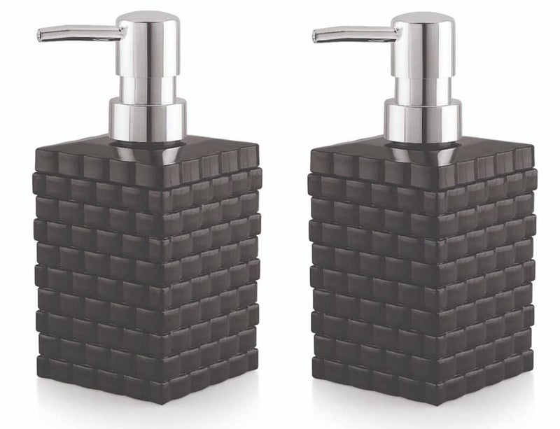 Nimbose® Empty Cuboid Shaped Acrylic Plastic Liquid Soap & Hand Wash Dispenser Bottle Set, Refillable Liquid Soap Bottles for Bathroom (Qty: 2, Black Opaque) - Image 1