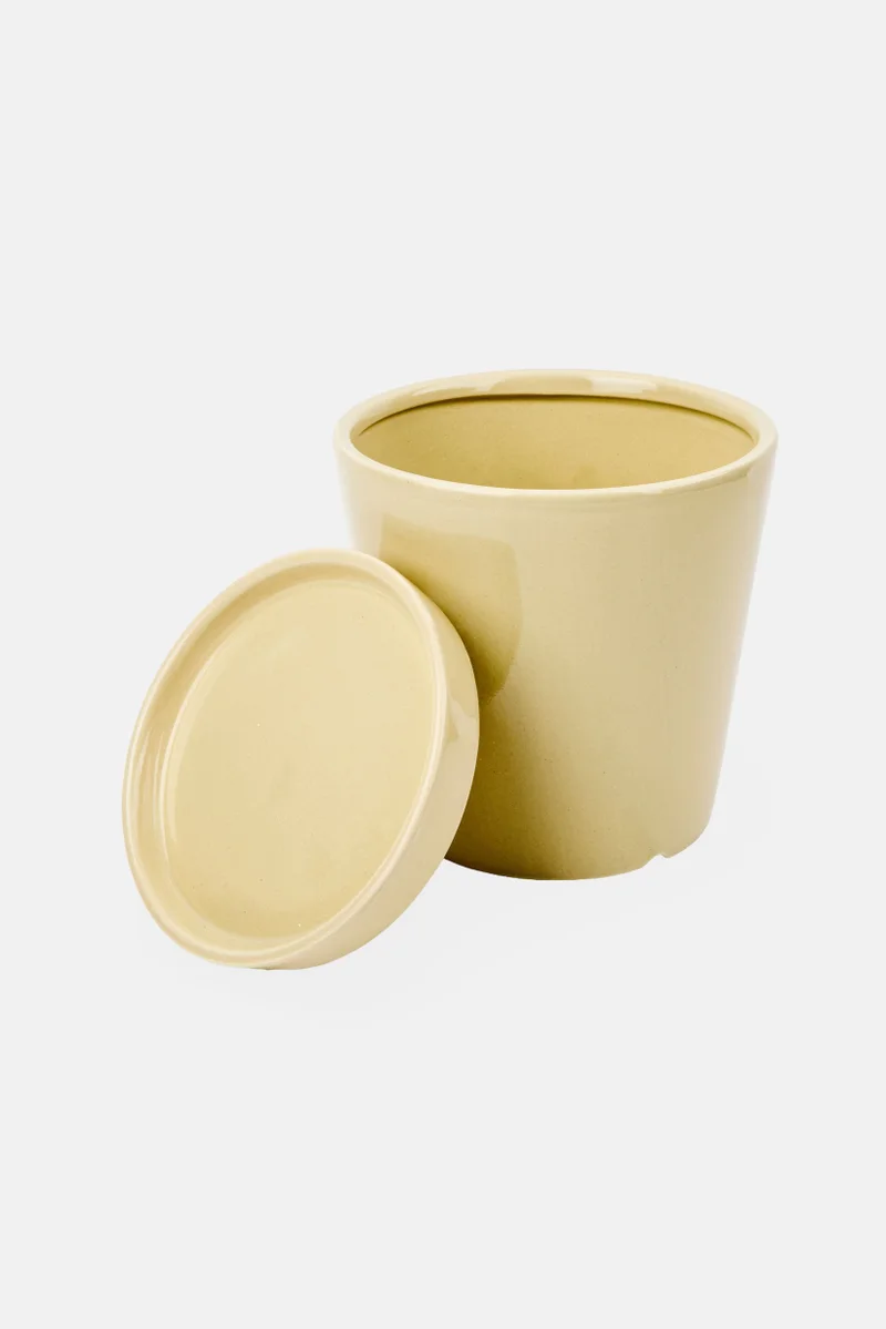 موي موتشو Ceramic Pot With Lid, Beige