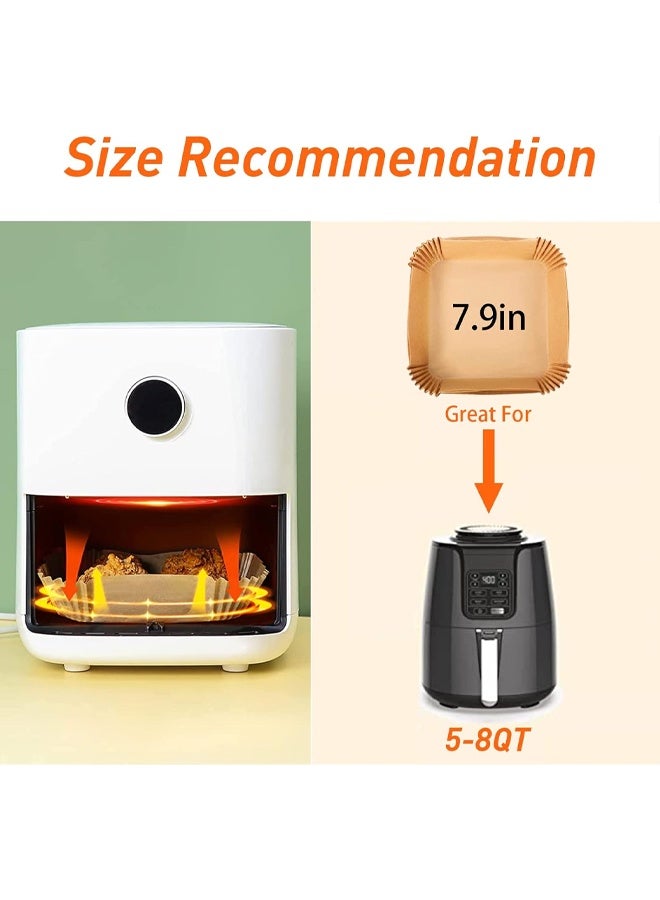 DUNISO 300 قطعة بطانات قلاية الهواء، حصائر مربعة قابلة للتخلص، ورق شمع غير لاصق مقاوم للزيت، مقاوم للماء، للاستخدام في الخبز، الشواء، والميكروويف، 7.9 بوصة - Image 4