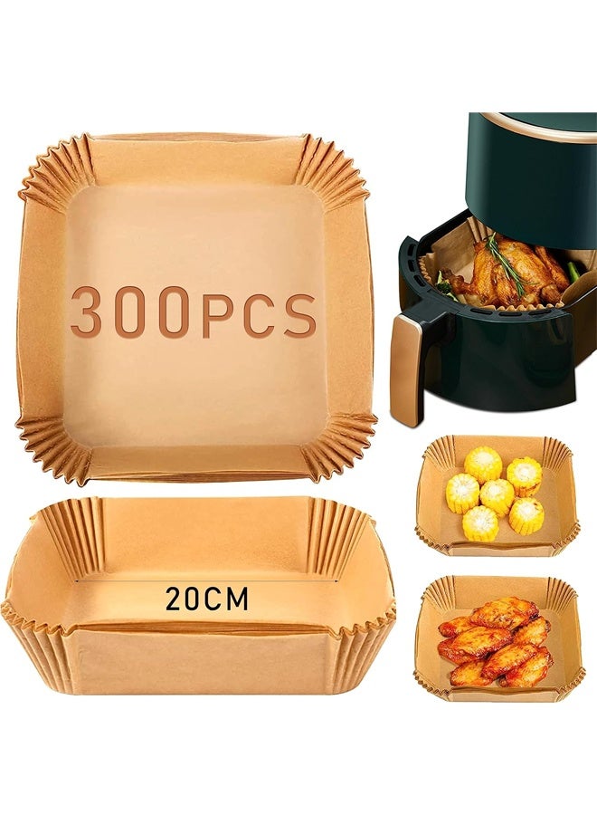 DUNISO 300 قطعة بطانات قلاية الهواء، حصائر مربعة قابلة للتخلص، ورق شمع غير لاصق مقاوم للزيت، مقاوم للماء، للاستخدام في الخبز، الشواء، والميكروويف، 7.9 بوصة - Image 1