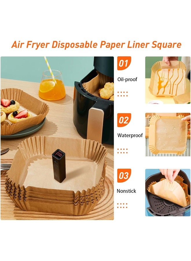 DUNISO 300 قطعة بطانات قلاية الهواء، حصائر مربعة قابلة للتخلص، ورق شمع غير لاصق مقاوم للزيت، مقاوم للماء، للاستخدام في الخبز، الشواء، والميكروويف، 7.9 بوصة - Image 5