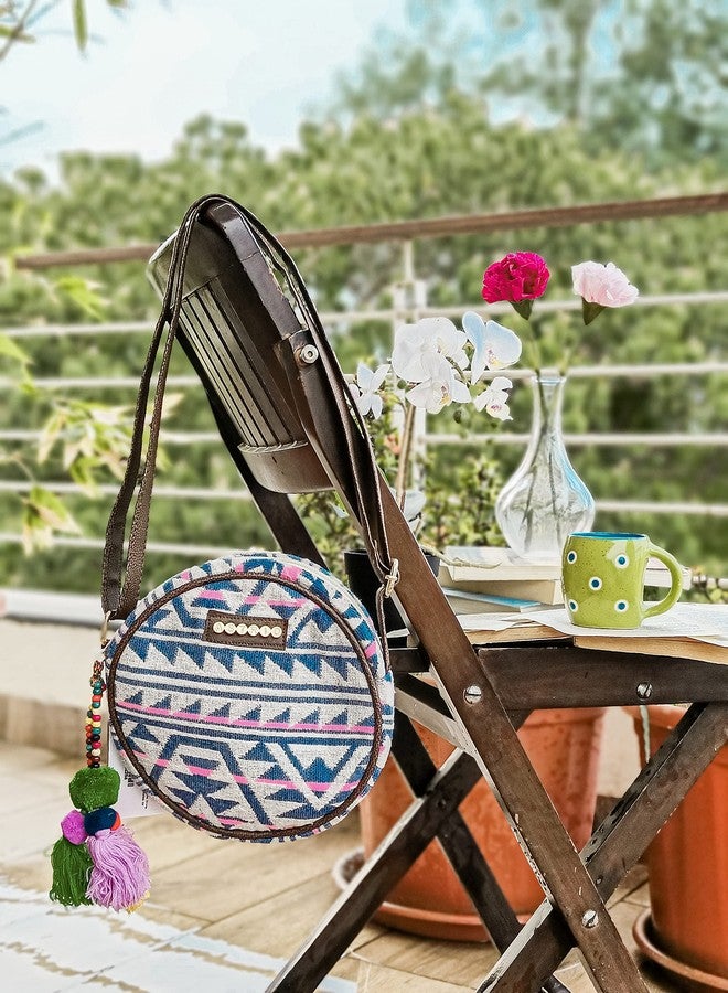 ASTRID Round Sling Bag With Pompoms For Girls And Women (multicolor) - Image 2