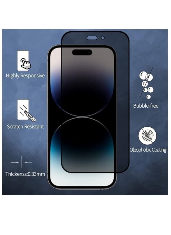Generic iPhone15 Pro Max compatible Privacy Screen Protector Anti-Spy Tempered Glass Film 9H Hardness Scratch Resistant Bubble Free Anti Spy Tempered Glass Screen Protector for iPhone15 Pro Max Privacy  - Image 2