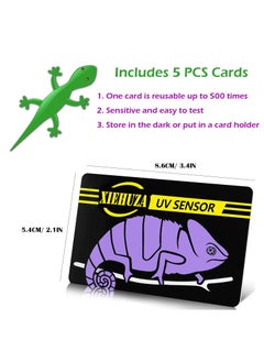 CMGTYYD. سريعة UVB اختبار بطاقة مستشعر، 5PCS قابلة لإعادة الاستخدام الزواحف UVB اختبار تسخين المصباح الضوئي UVB مؤشر البطاقة، UVB مصباح مقياس اختبار الزجاج الشمسي وتعقيمه، أكثر من 500 مرة قابلة لإعادة الاستخدام  - Image 2