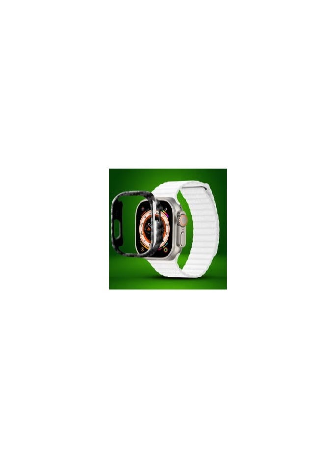 CATANES - 2 Packs For Apple Watch Band 49mm Leather Loop Band Magnetic Watch Strap Wristband and Carbon Fiber Cup Holder White - Image 1