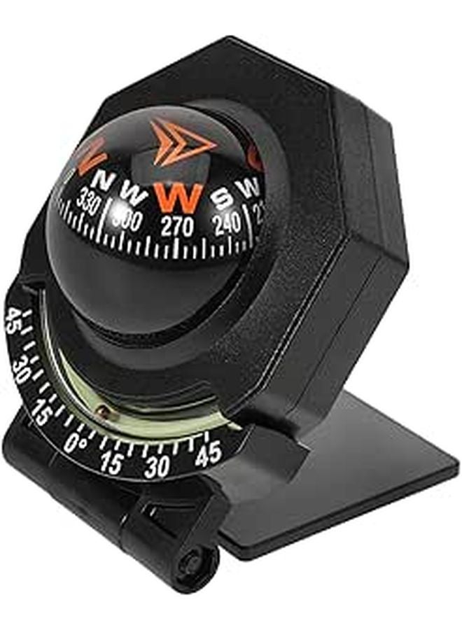 High Precision Car Dashboard Compass with Inclinometer Black for Navigation Outdoor Use - Image 1