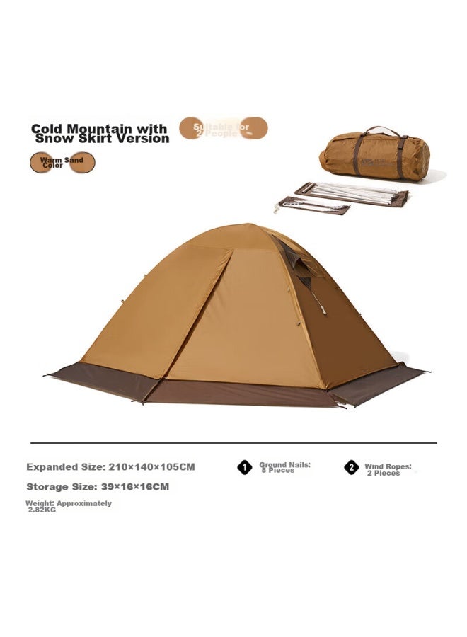 Mobigarden Tent, Outdoor Camping With Snow Flap, Two-person All-season Tent, Cold Mountain 2plus Nxzqu61017, Warm Sand Color - Image 1