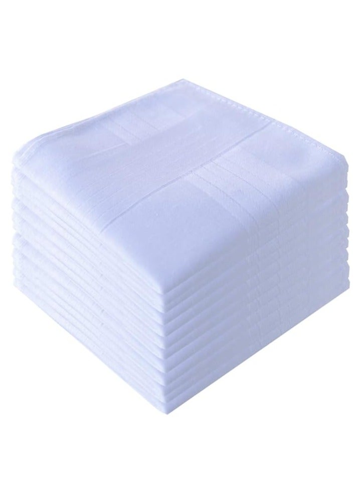 Set of 12 PC White Handkerchiefs 100% Soft Cotton Premium Collection Handkerchiefs Hanky for Men  - Image 5