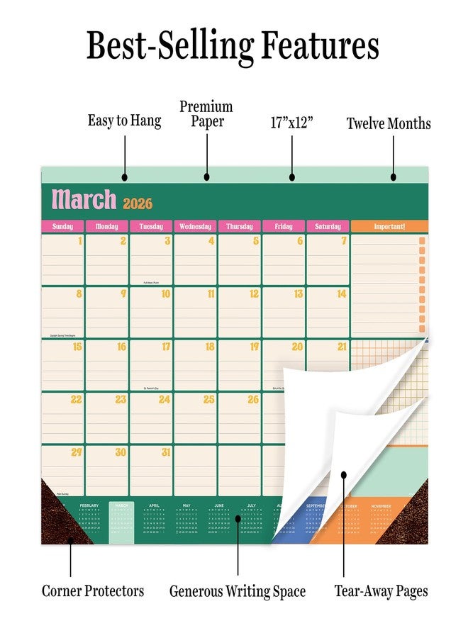 TF Publishing 2026 Sherbet Medium Desk Pad Monthly Blotter Calendar - 12 Month Desk Pad Calendar 2026 - Monthly Tear-Off Pages with Large Grids in Landscape Orientation - 17in x 12in - Image 3