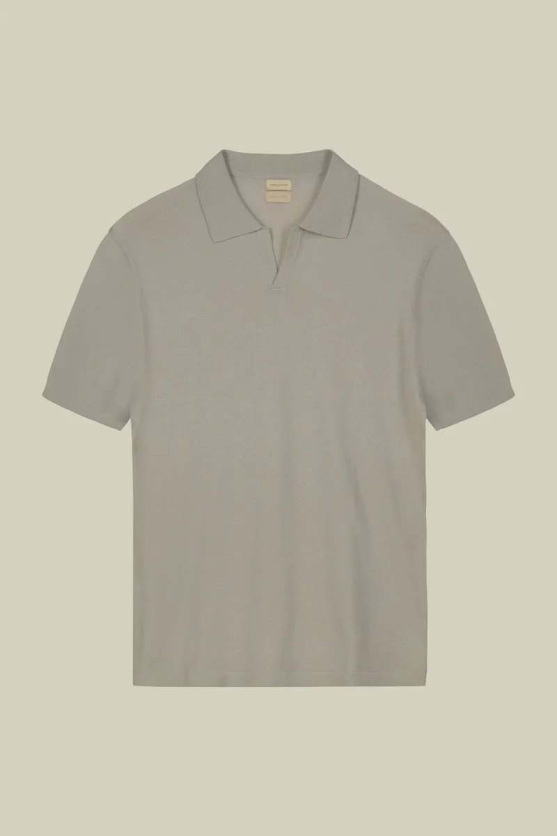 Doppelganger Blue Men's 100% cotton crepe short-sleeved knitted polo shirt with derby collar - Ice for Men | Best Price UAE