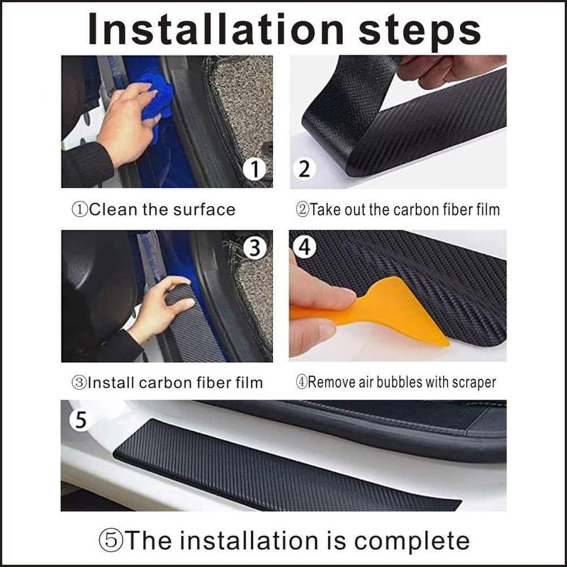 MAXDOOL 4Pcs Car Door Sill Protector Reflective 4D Carbon Fiber Sticker Decoration Door Entry Guard Door Sill Scuff Plate Stickers Compatible with Silve4x4rado Off Road (Red) - Image 3