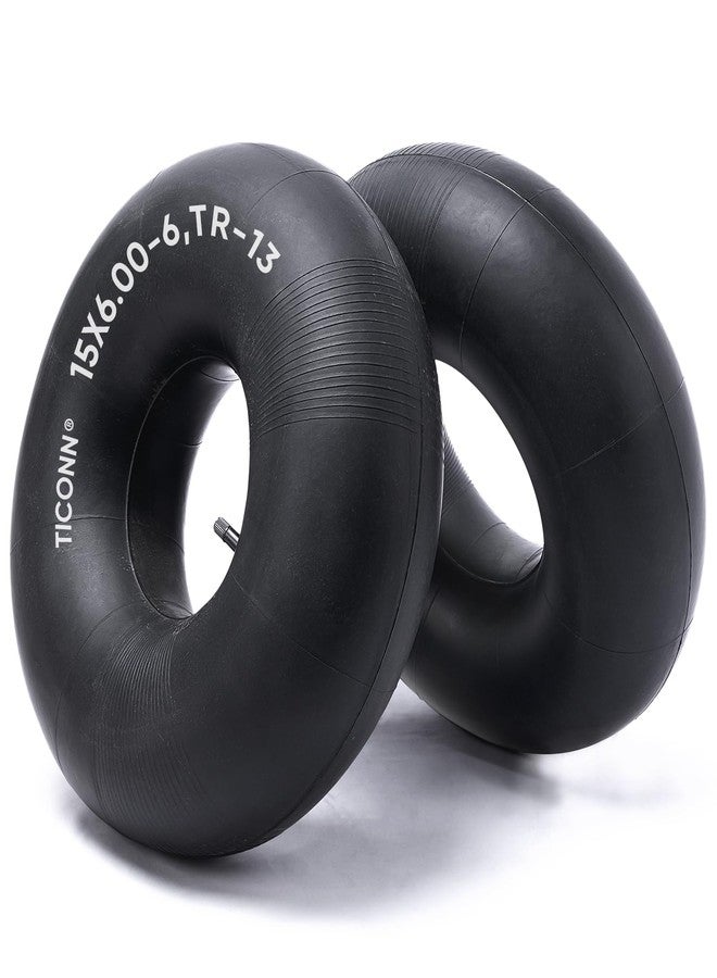 TICONN 15x6.00-6nhs Lawn Mower Tires Inner Tube, 2 Pack Inner Tire Tube for Wheelbarrow Tires, Replacement Tube with TR-13 Straight Valve Stem for lawn mower tires 15x6.00-6, Wheelbarrows, Wagons - Image 1