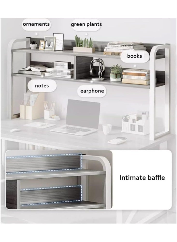 اليسا مكتب منزلي عصري باللون الرمادي بثلاثة أرفف - طاولة عمل من خشب MDF والصلب بطول 140 سم للكمبيوتر والدراسة - Image 3