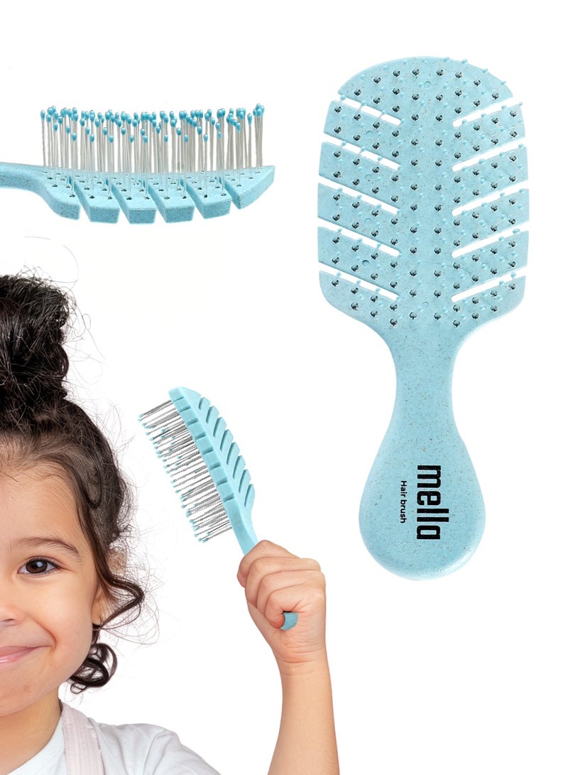 ميلا فرشاة الاطفال لفك تشابك الشعر من الالياف الطبيعية - أزرق فاتح - Image 1