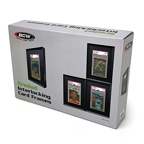 BCW Interlocking Graded Card Frames Black Pack of 4 Interlocking Frames Ideal for Collectibles Trading Cards and Memorabilia Wall Display Frame - Image 1