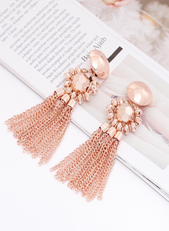 MOLOCH Bohemian Tassel Chandelier Dangle Earring For Women Clip On Earrings Long Drop Statement Earrings, Metal, No Gemstone - Image 4